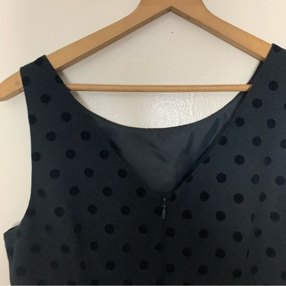 [LOFT] Women's Size:8 Black Velvet Polka Dot Fit & Flare Sleeveless Dress - Picture 8 of 9